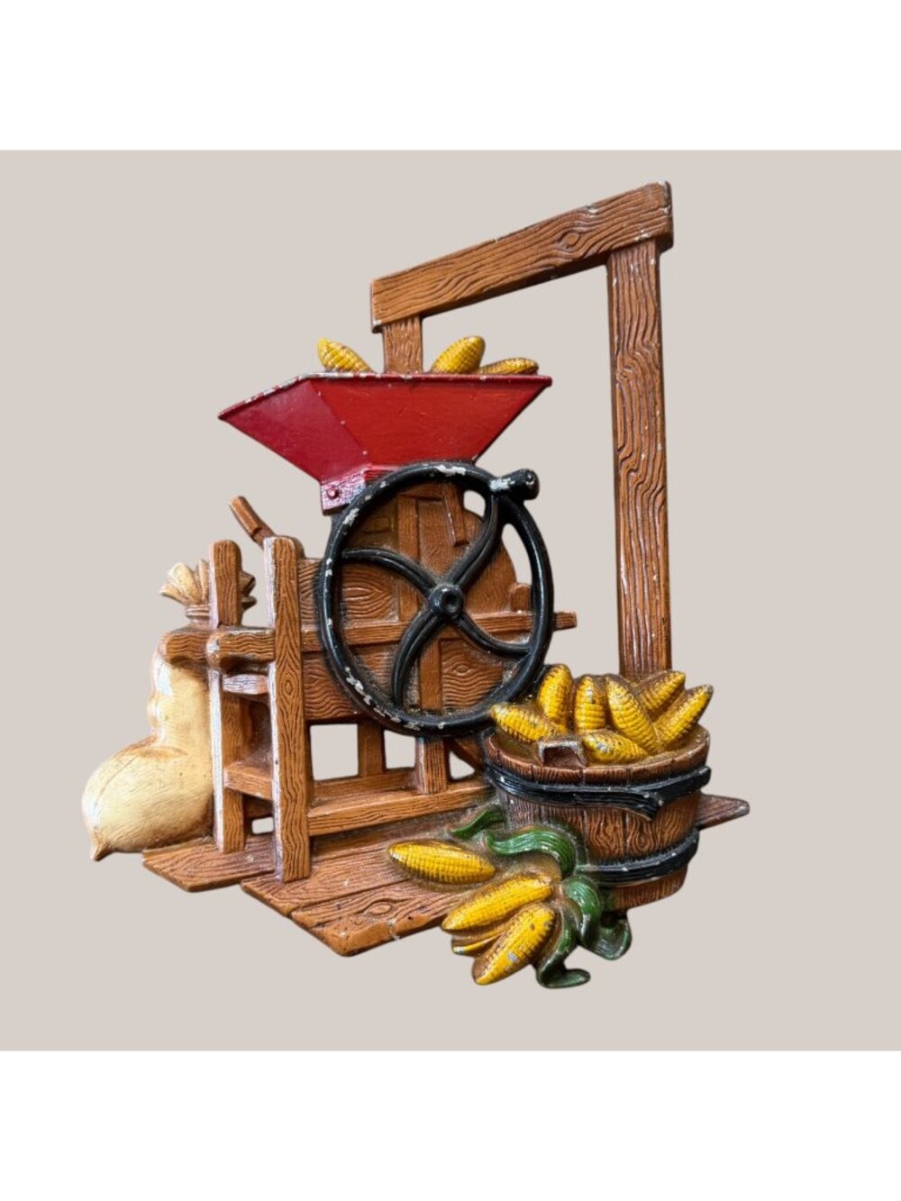 Vintage HOMCO Cast Metal Kitchen Country Core Corn Grinder Wall Decor